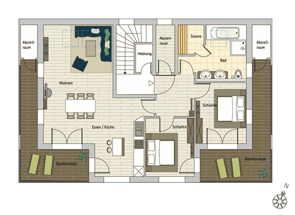 [Translate to Französisch:] Grundriss des Penthouse Marina Müritz Apartments